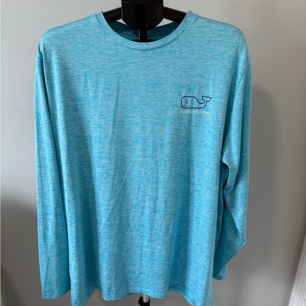 Vineyard Vines Performance Shirt Mens XL Neon Blue Long Sleeve Whale Logo